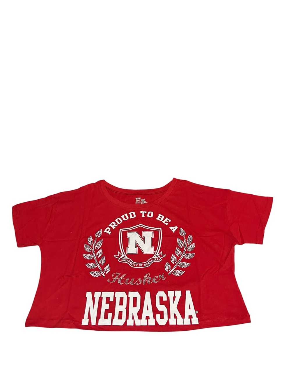 Nebraska Graphic Crop Tee in Red